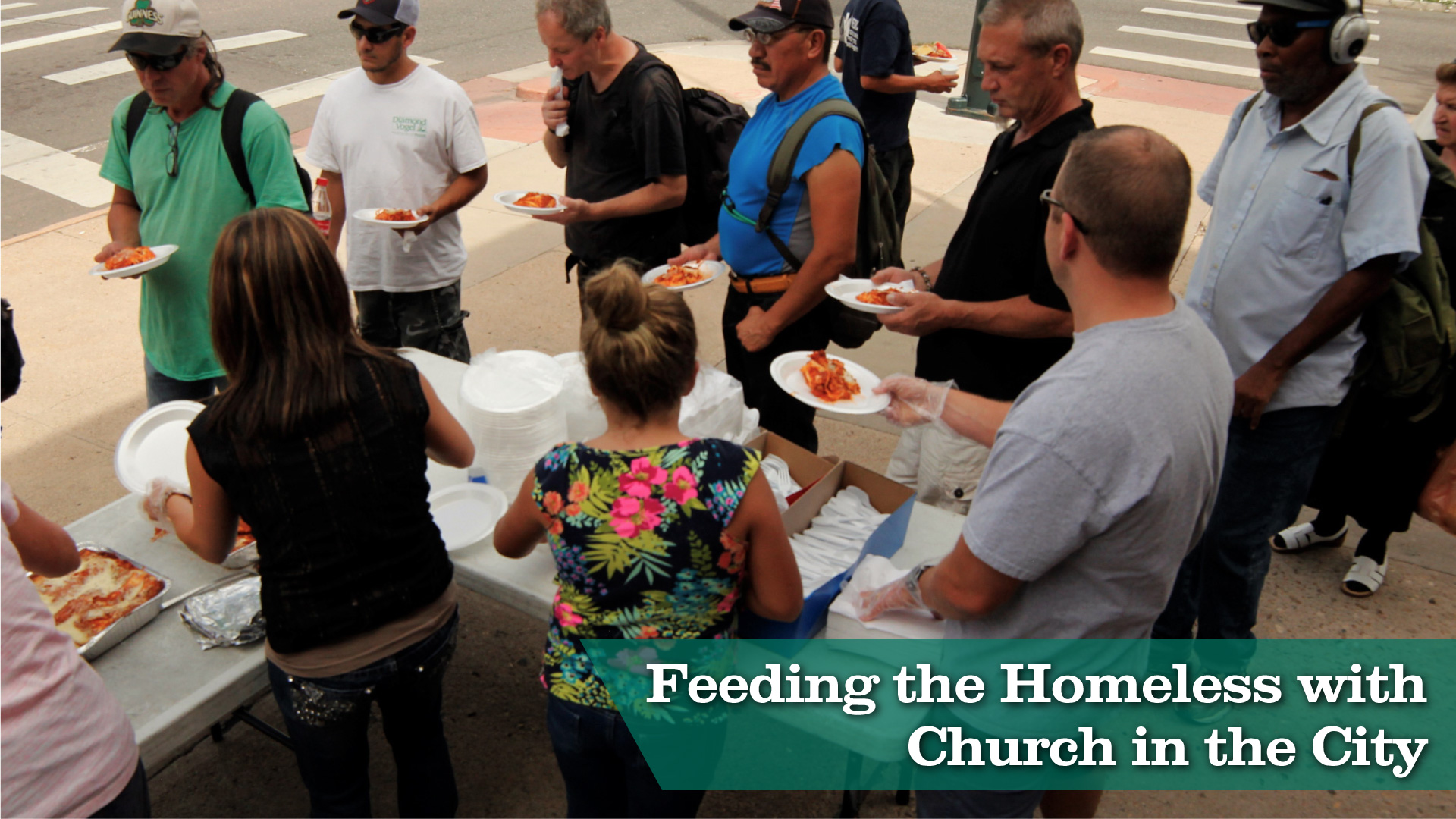 feeding the homeless with church in the city
