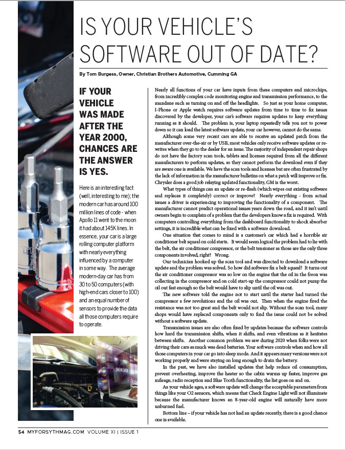 IS YOUR VEHICLE’S SOFTWARE OUT OF DATE?